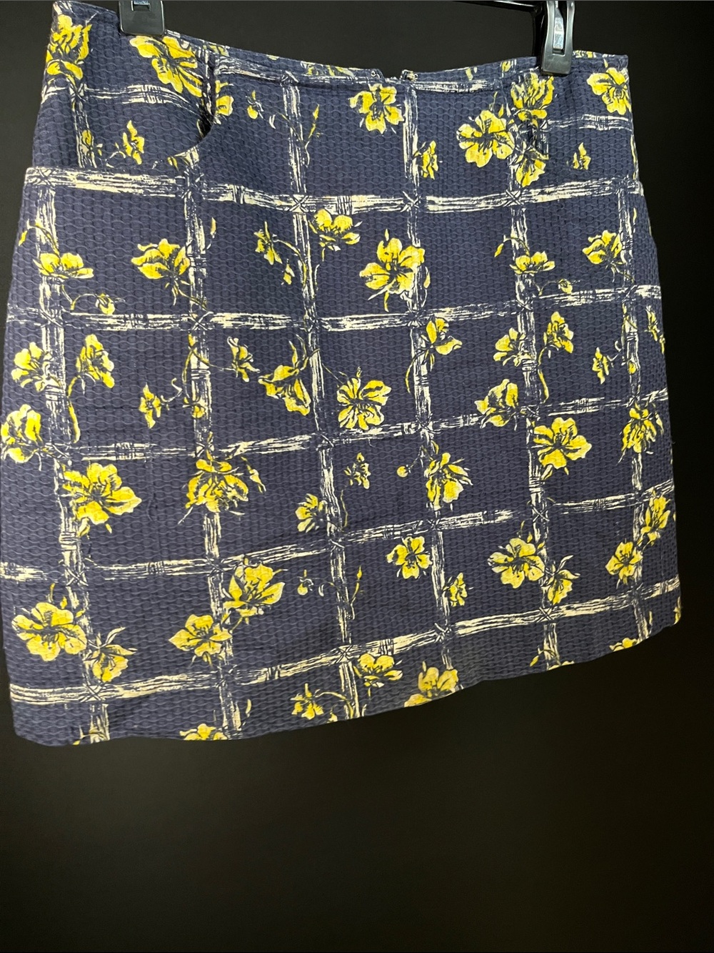 Lilly Pulitzer Black Skirt with Yellow Floral Grid SIZE 10